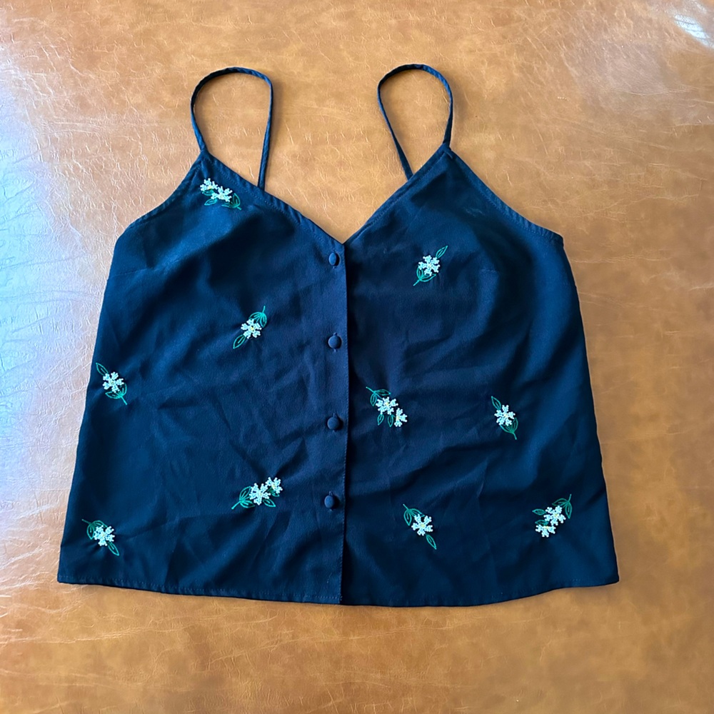 Top Shop Black tank with bead detail.  Sz 6